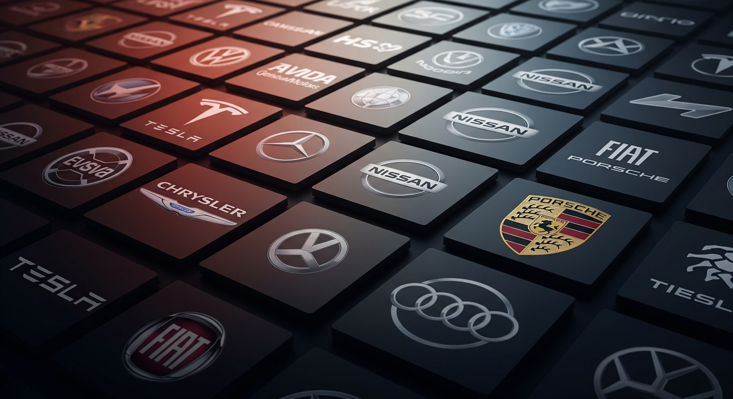 Create an Image of Major Car Company and Their Logos with World Map 16x9